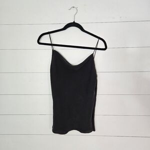 Theory Black 100% Silk Crew Neck Sleeveless Cami Camisole Tank Blouse Top Size S